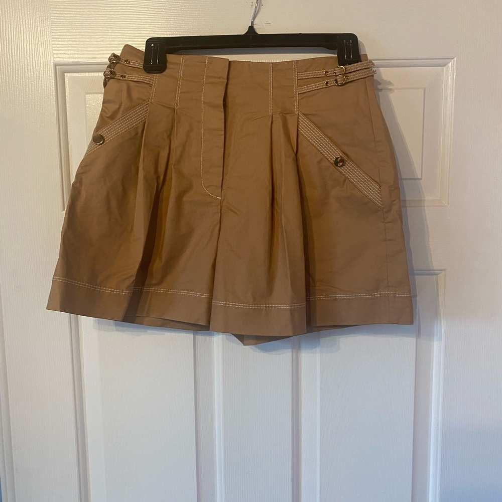 Veronica Beard Jefee Stretch Cotton Khacki Pleated Shorts Sz 4